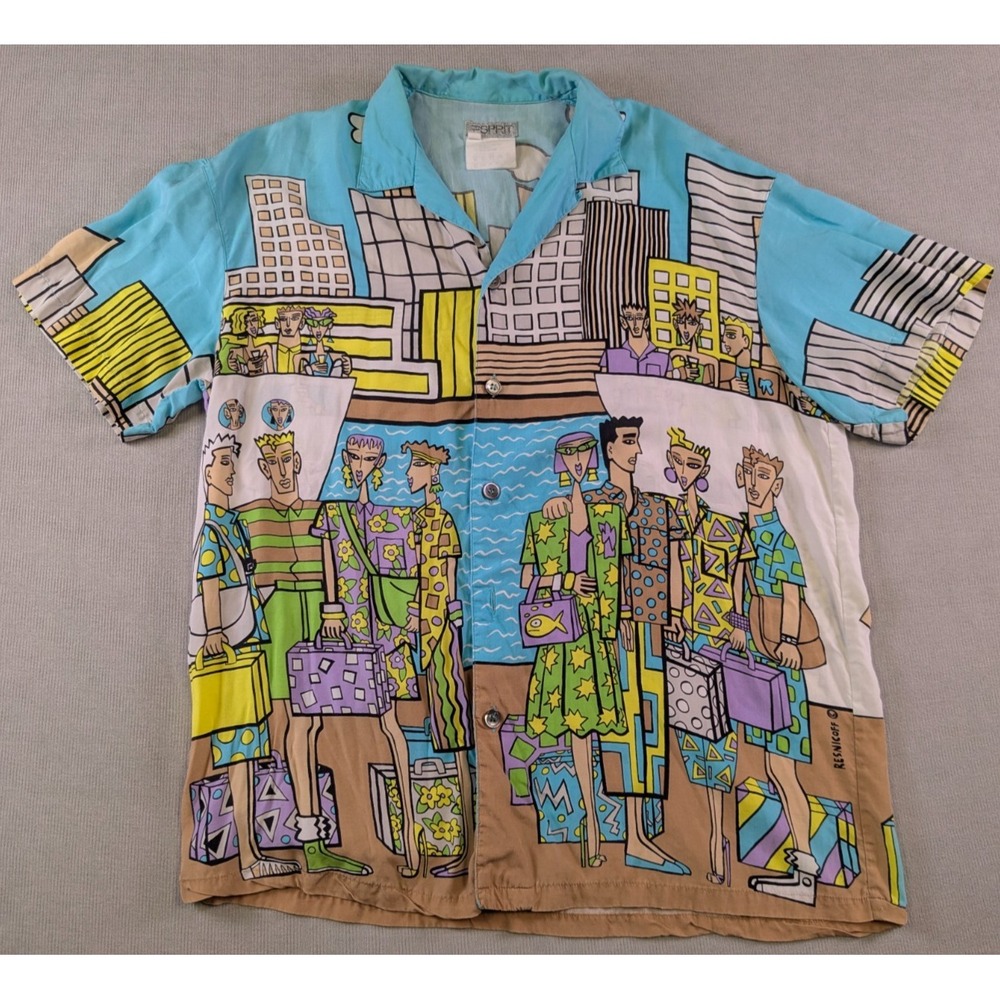 Vintage Esprit Joel Resnicoff Shirt Mens Small 80s Pop Art New Wave Hawaiian